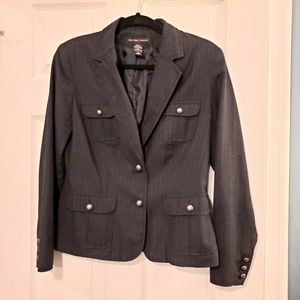 New York & Co Black Striped Blazer Sz 8